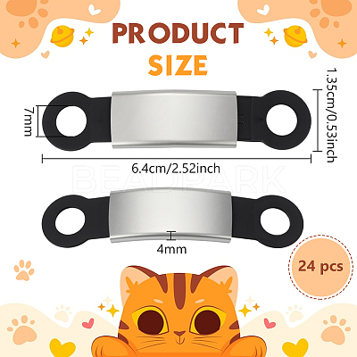 24Pcs Silicone & 201 Stainless Steel Curved Rectangle Connector Charms STAS-BC0004-12B-1
