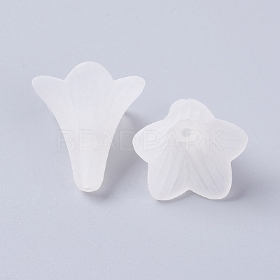 Flower Frosted Acrylic Bead Caps X-PL631-1-1