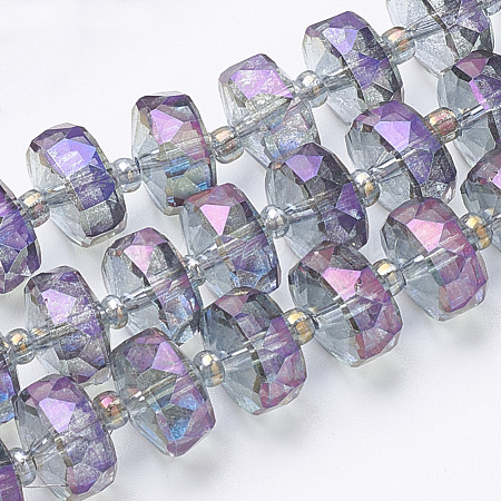 Electroplat Glass Beads Strands X-EGLA-Q092-8mm-D07-1