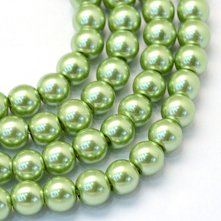 Baking Paint Pearlized Glass Pearl Round Bead Strands X-HY-Q330-8mm-26-1