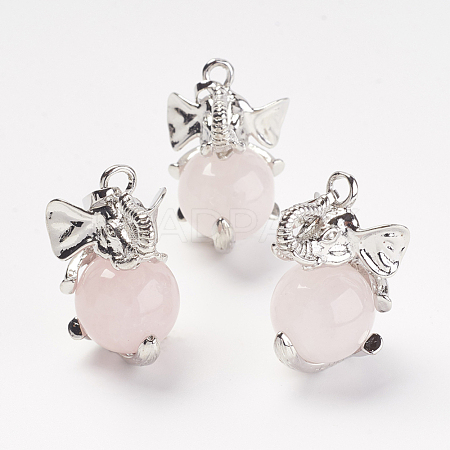 Natural Rose Quartz Pendants G-G713-D09-1