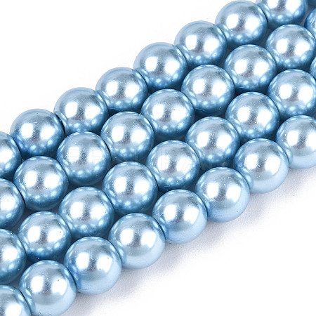 Baking Paint Pearlized Glass Pearl Round Bead Strands X-HY-Q330-8mm-24-1