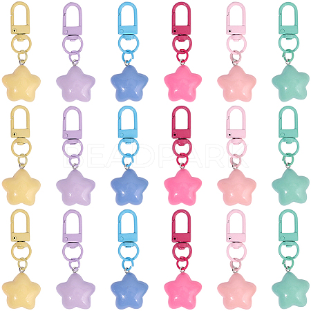 18Pcs 6 Colors Resin Star Pendant Decoraitons FIND-BBC0004-92-1