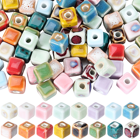 96Pcs 16 Colors Handmade Porcelain Ceramic Beads PORC-SC0001-52-1