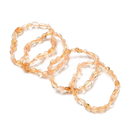 Natural Citrine Bead Stretch Bracelets LS-BJEW-K213-44-1
