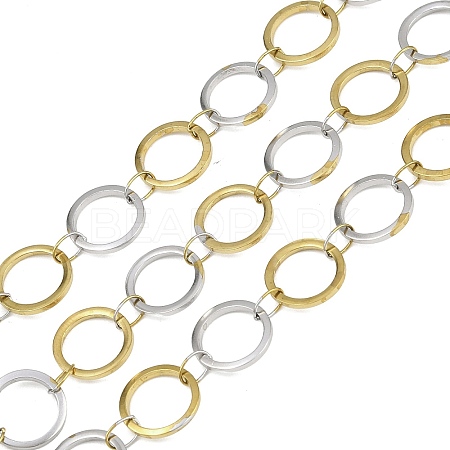 304 Stainless Steel Two Tone Ring Link Chains CHS-G044-05GP-1