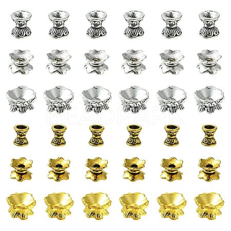 60Pcs 6 Styles Alloy Bead Caps FIND-CJ0001-36-1