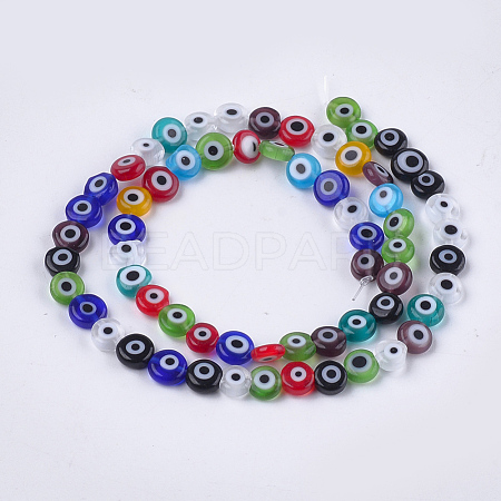 Handmade Evil Eye Lampwork Beads Strands X-LAMP-S191-02A-13-1