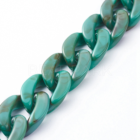 Handmade Acrylic Curb Chains AJEW-JB00679-01-1