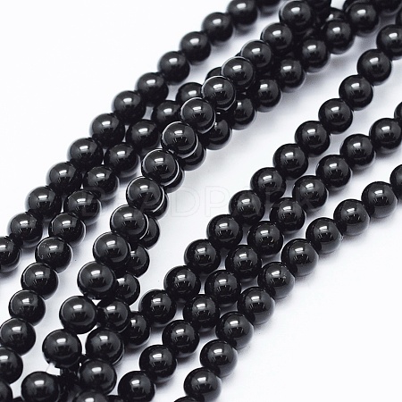 Natural Black Onyx Beads Strands G-E469-08-4mm-1