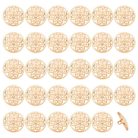30Pcs 1-Hole Alloy Buttons BUTT-CA0001-33-1
