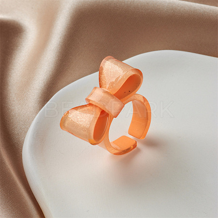 Bowknot Resin Cuff Rings for Women FS-WG62775-10-1