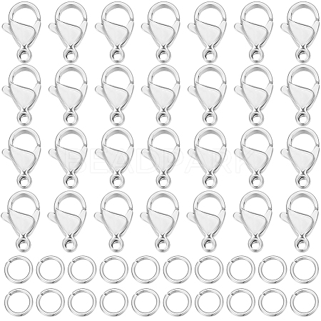 Beebeecraft 100Pcs 304 Stainless Steel Lobster Claw Clasps DIY-BBC0001-56A-1