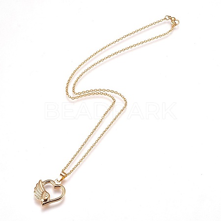 304 Stainless Steel Pendant Necklaces NJEW-F225-11G-1
