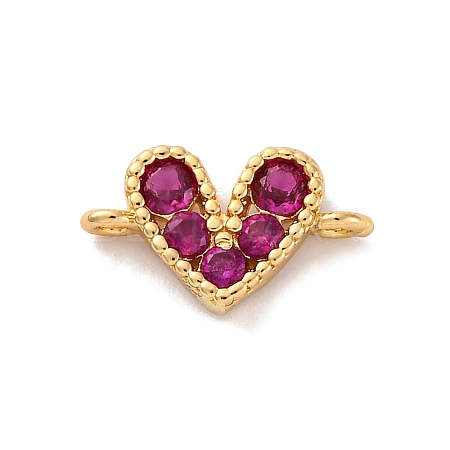 Brass Micro Pave Cubic Zirconia Heart Connector Charms KK-F894-03G-03-1