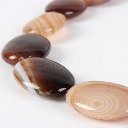 Natural Agate Glossy Oval Bead Strands G-E221-03N-1
