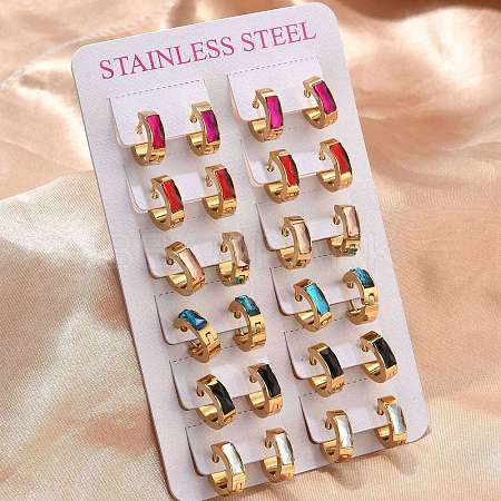201 Stainless Steel Hoop Earrings EJEW-D354-12G-1