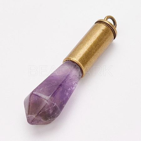 Natural Amethyst Pointed Pendants G-F413-03AB-1