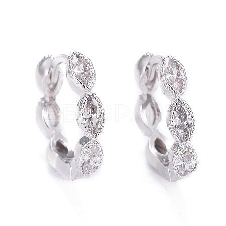 Brass Micro Pave Cubic Zirconia Huggie Hoop Earrings LS-EJEW-K083-34P-B-1