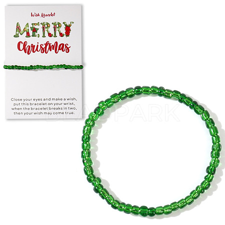 Christmas Theme Glass Seed Beads Stretch Bracelets QO0041-2-1