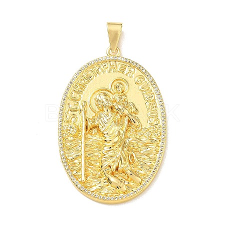 Religion Brass Micro Pave Clear Cubic Zirconia Big Pendants KK-A303-10A-G-1
