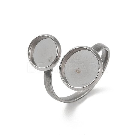 Non-Tarnish 304 Stainless Steel Open Cuff Ring Findings STAS-E124-05B-P-1