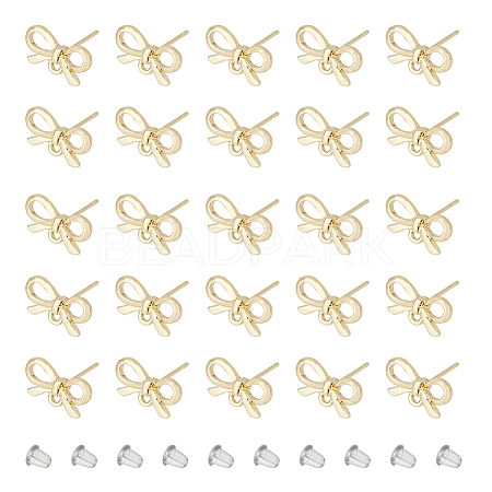 DICOSMETIC 50Pcs Bowknot Alloy Stud Earring Findings FIND-DC0005-03-1