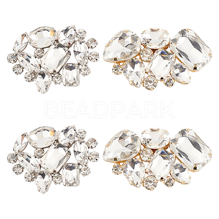 4Pcs 2 Style Detachable Flower Glass Crystal Rhinestone Shoe Decoration FIND-HY0003-38-1
