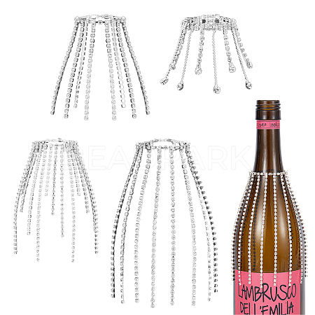 4Pcs Brass Rhinestone Chains Wine Glass Charms HJEW-OC00216-1