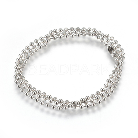 Tarnish Resistant Stainless Steel Ball Chain Necklace Making MAK-L019-01C-P-1