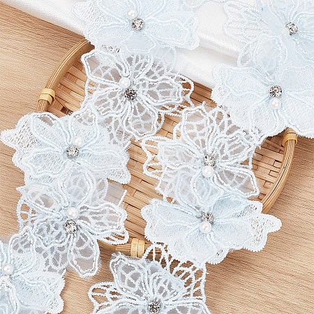 Double Layer Polyester Flower Lace Ribbons DIY-WH0656-60A-1
