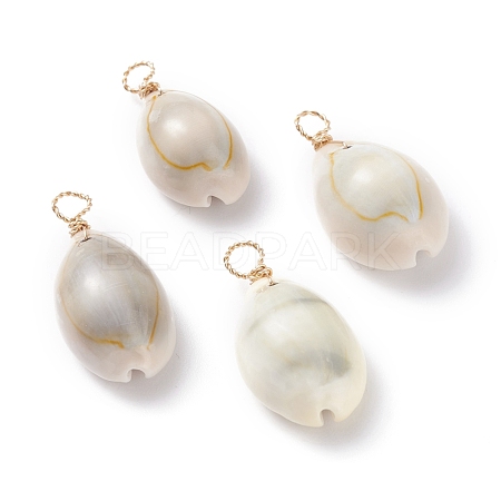 Natural Cowrie Shell Dyed Pendants PALLOY-JF01206-1