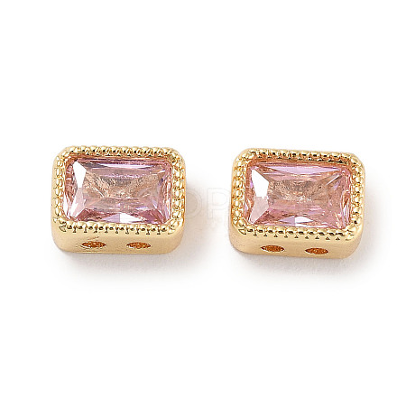 Brass Micro Pave Cubic Zirconia Beads KK-C051-48G-01-1