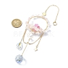 Natural Rose Quartz & Dyed Natural Quartz Crystal with Glass Pendant Decorations HJEW-TA00123-03-3