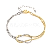 Duo Tone Brass Round Snake Chain Knot 2-Strand Bracelets for Women KK-CBA68DA-17C-GP-4