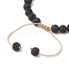Adjustable 6mm Round Natural Lava Rock Braided Bead Bracelets BJEW-JB10615-01-4