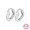 Anti-Tarnish Rhodium Plated 925 Sterling Silver Heart Hoop Earrings EX5321-1-1