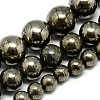 Natural Pyrite Beads Strands G-S265-03-8mm-2
