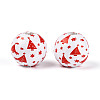 Christmas Spray Painted Schima Wood Beads WOOD-T032-35H-3