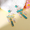Synthetic Turquoise Rectangle Chandelier Earrings JE1132A-4