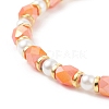 Glass Pearl & Column Beaded Stretch Bracelet for Women BJEW-JB08514-5