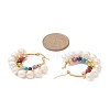 Natural & Synthetic Mixed Gemstone & Pearl Beaded Hoop Earrings EJEW-JE05233-3