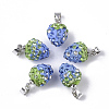 Polymer Clay Rhinestone Pendants RB-S055-39B-1