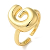 Initials Brass Open Cuff Ring for Women RJEW-N046-02G-G-1