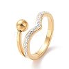 Crystal Rhinestone Wave with Round Ball Finger Ring RJEW-D120-11G-1