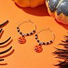 Halloween Theme Synthetic Turquoise Pumpkin Pendant Hoop Earring EJEW-JE05171-2
