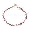 Enamel Daisy Link Chain Necklace NJEW-P220-01G-02-1