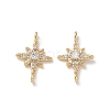Brass Micro Pave Clear Cubic Zirconia Connector Charms KK-P355-28G-1