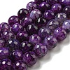 Faceted Natural Dragon Veins Agate Beads Strands X-G-F447-12mm-P09-2