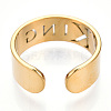 Ion Plating(IP) 304 Stainless Steel Word King Open Cuff Ring for Women RJEW-T027-09G-4